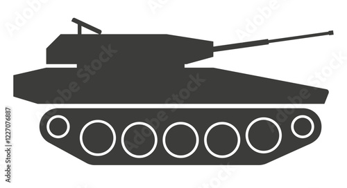 Military tank simple silhouette. Flat vector illustration isolated on white background.