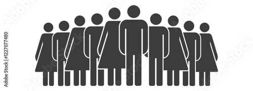 A large group of men and women. Silhouette icon. People infographics icon. Flat vector illustration isolated on white background.