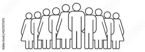 A large group of men and women. Line icon. People infographics icon. Flat vector illustration isolated on white background.