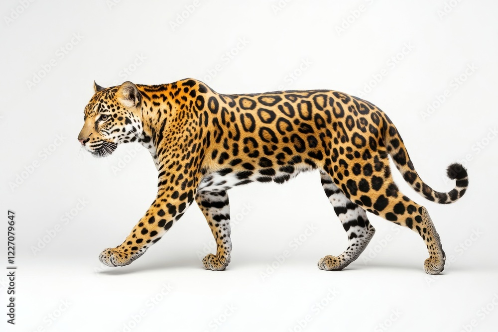 Fototapeta premium Majestic jaguar in profile, walking.