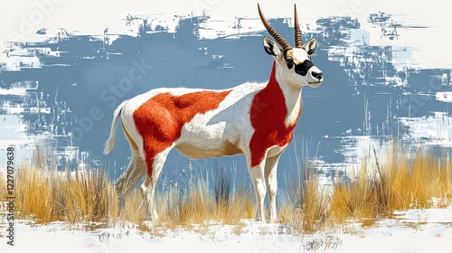 Painted roan antelope, savanna, wildlife art, nature background, decor photo