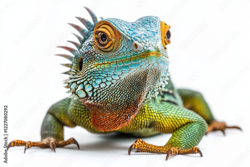 Fototapeta premium Vibrant Blue Iguana Close-Up