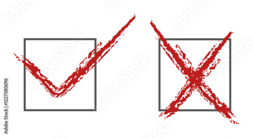 Voting checkmarks. Voting for and against. American elections. Flat vector illustration isolated on white background.