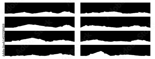 Set of header, top divider shape with ripped paper edge, jagged edge effect