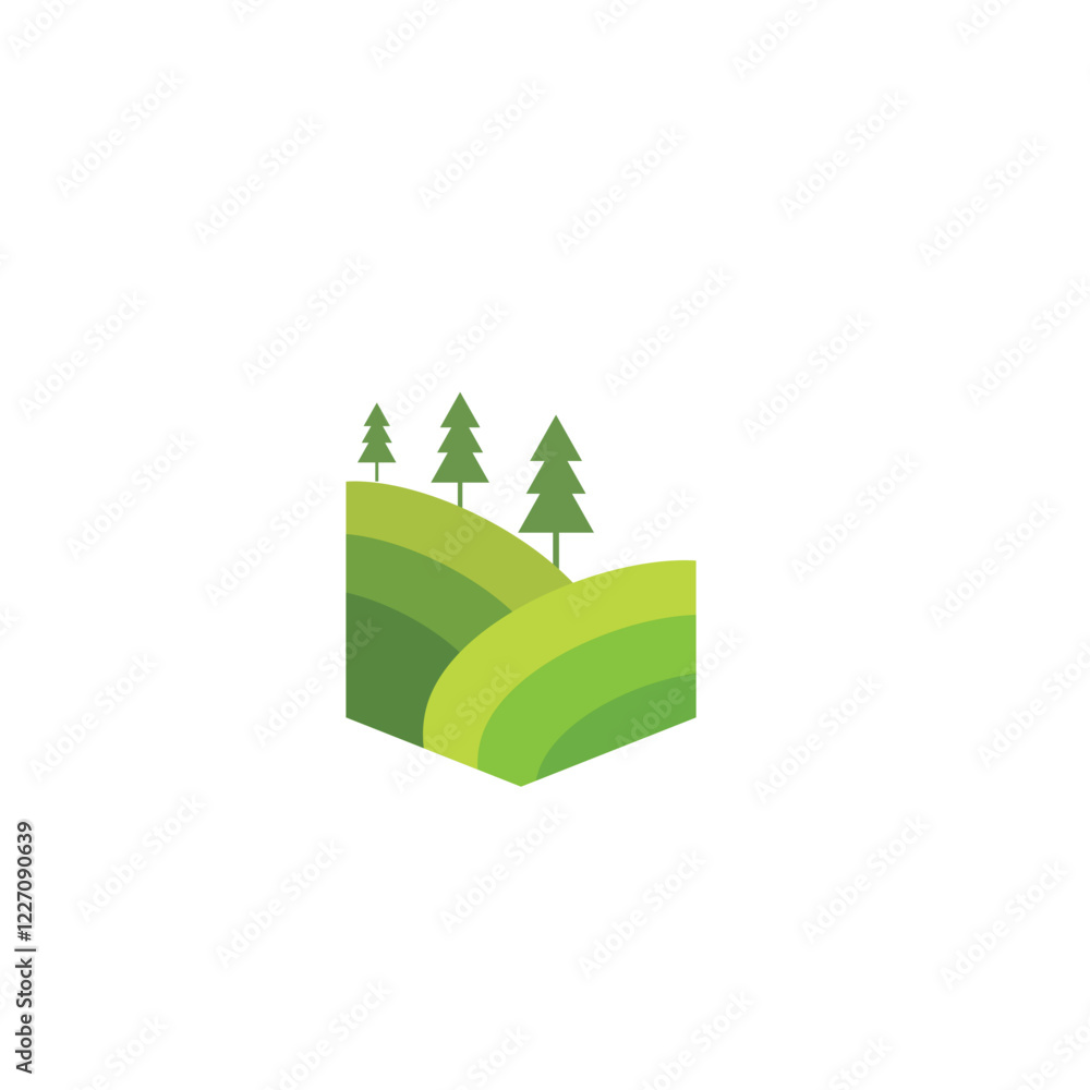 logo from a wide and beautiful farm view. logo with a simple green design, suitable for a company logo logo from a wide and beautiful farm view. logo with a simple green design, suitable for a company logo