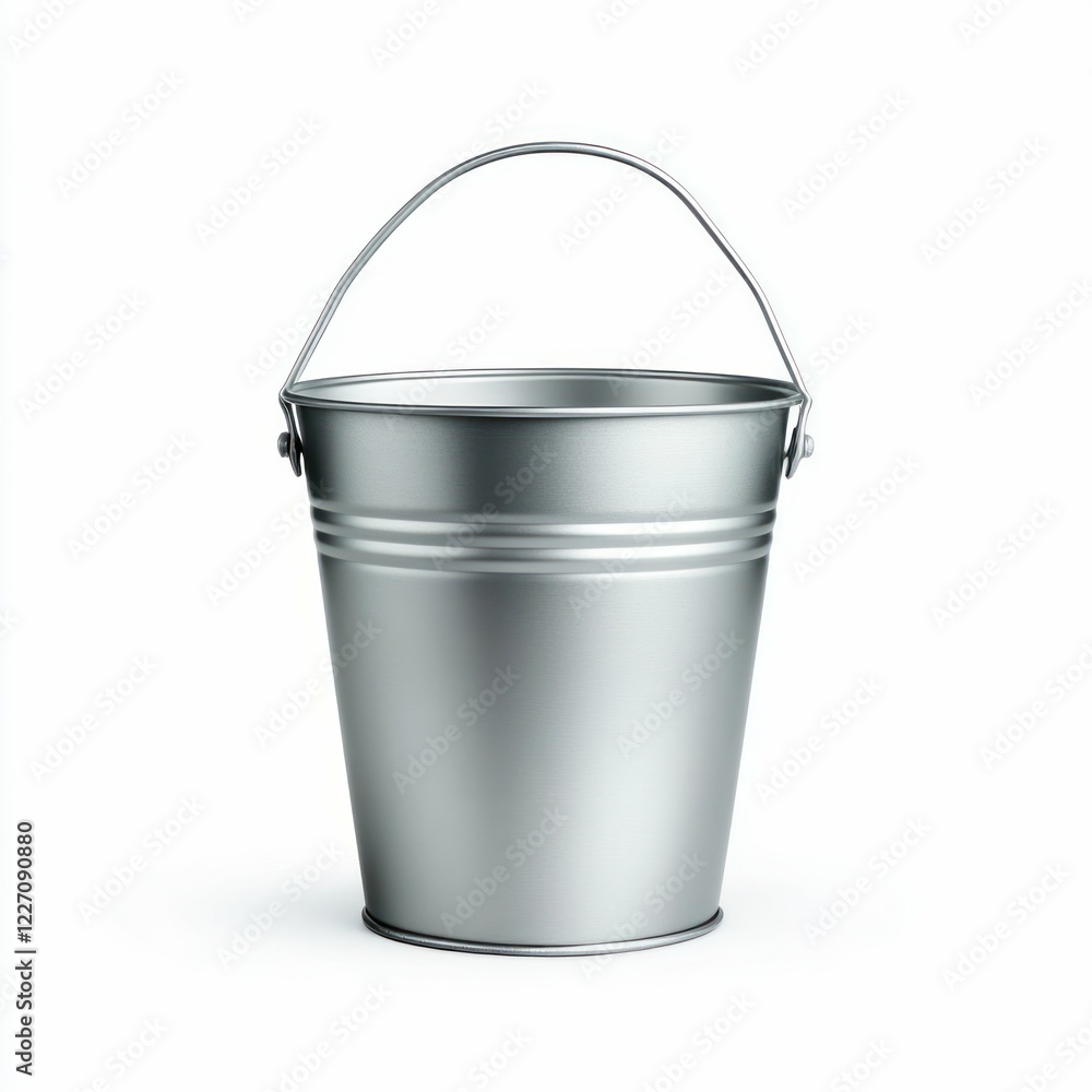 Shiny Silver Metal Bucket with Handle Shiny Silver Metal Bucket with Handle