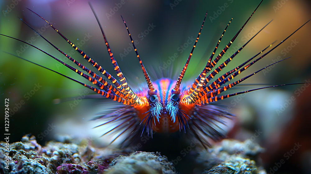Colorful marine invertebrate in aquarium, close-up view Colorful marine invertebrate in aquarium, close-up view