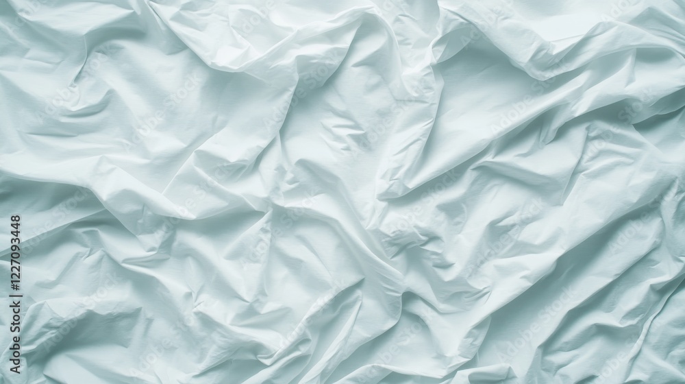 Obraz premium Crumpled Light Blue Fabric Texture Background for Design Projects