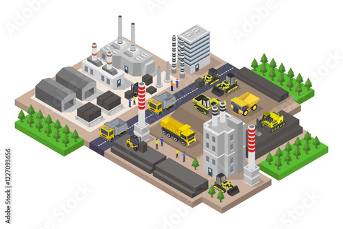 Mining quarry isometric