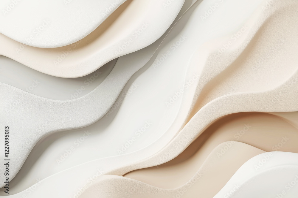 Obraz premium Minimalist fluid design featuring organic shapes in neutral tones on a clean white background