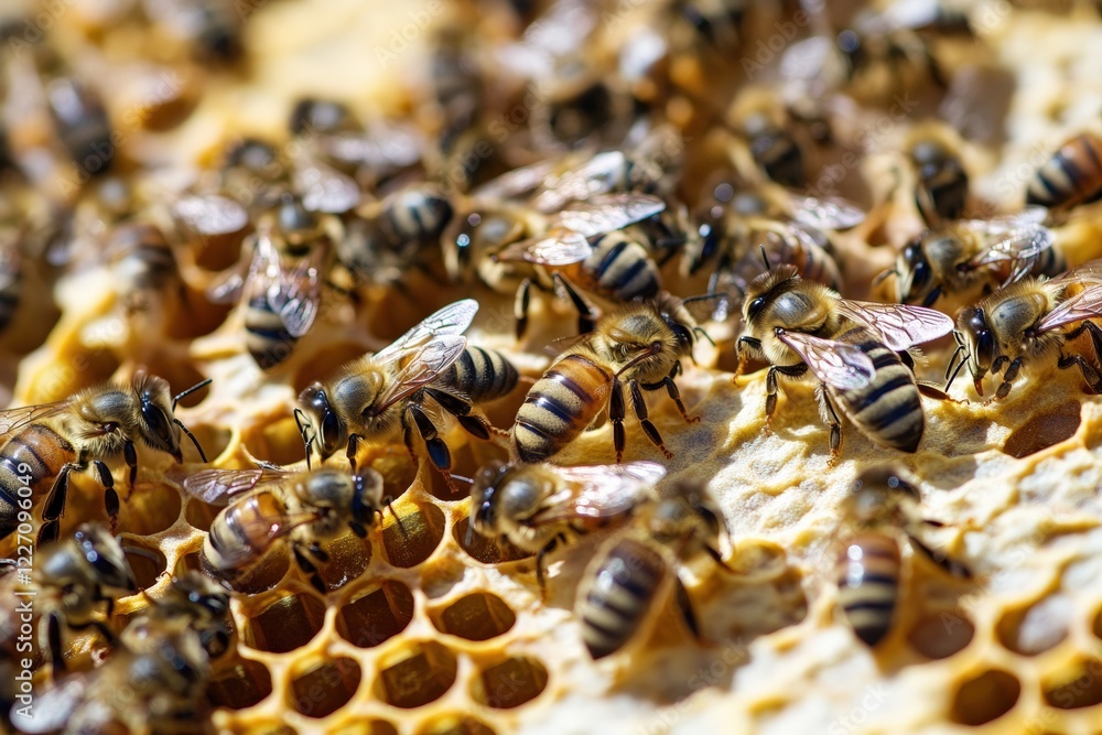 Bees engage in spirited competition for the sweetest nectar in vibrant natural habitat at midday. Generative AI Bees engage in spirited competition for the sweetest nectar in vibrant natural habitat at midday. Generative AI