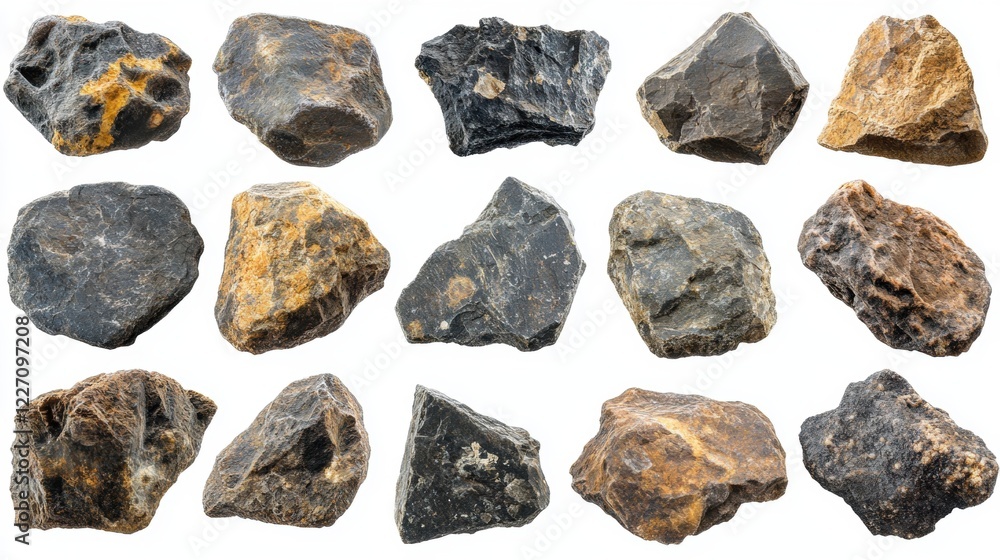 Various Natural Rocks Displayed in an Organized Arrangement Various Natural Rocks Displayed in an Organized Arrangement