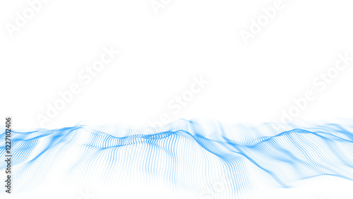 Futuristic technology wave. Digital cyberspace. Abstract vector wave with moving particles. Big data analytics.