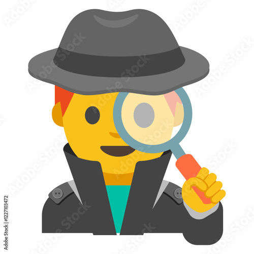 Simple Cartoon-Style Detective Illustration Clipart Isolated on White Background