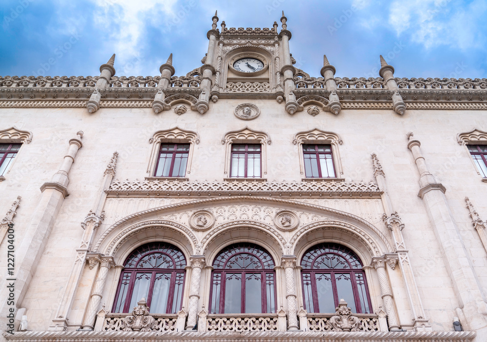 Rossio Railway Station (Estação de Caminhos de Ferro do Rossio) is located in the Rossio square. It was formerly known as Estação Central (Central Station), Lisbon, Portugal Rossio Railway Station (Estação de Caminhos de Ferro do Rossio) is located in the Rossio square. It was formerly known as Estação Central (Central Station), Lisbon, Portugal