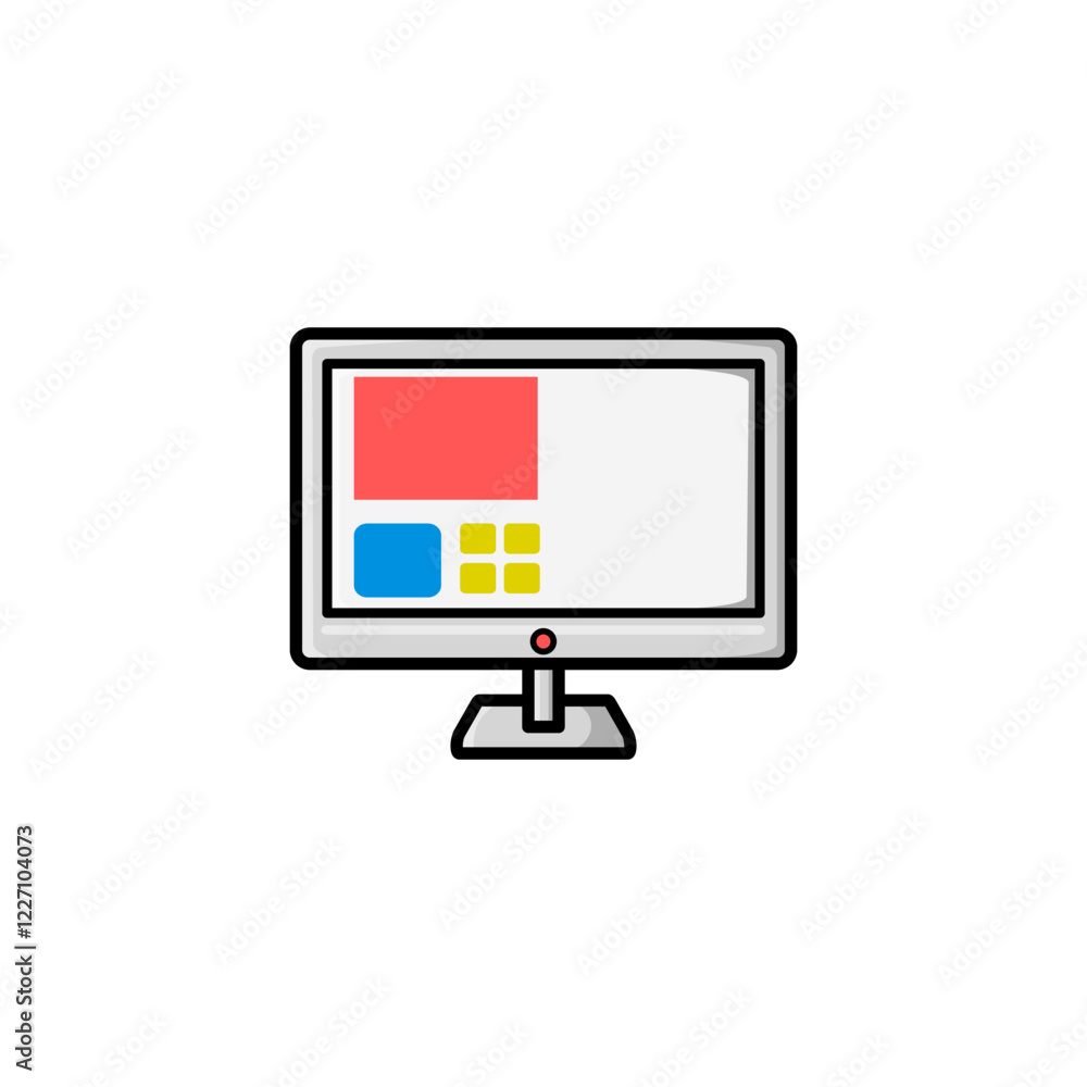Flat Design Computer Monitor Illustration Flat Design Computer Monitor Illustration