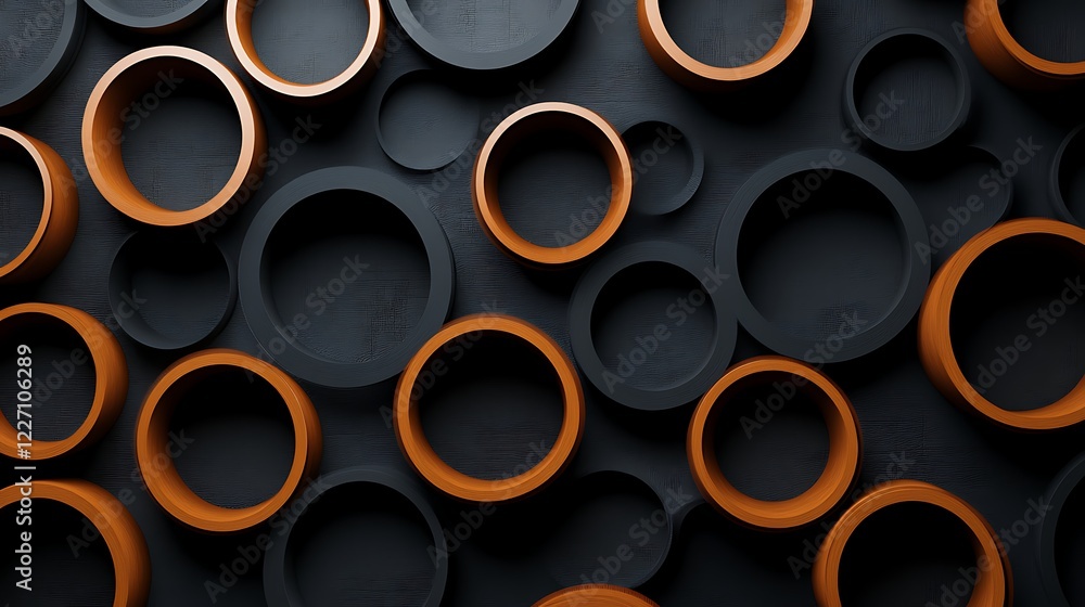 Abstract Black and Orange Circular Rings Pattern Abstract Black and Orange Circular Rings Pattern