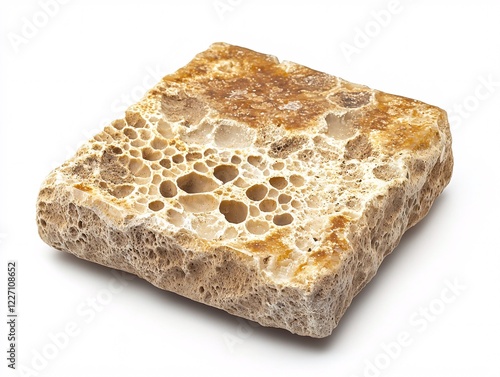 Square Fossilized Coral Slab with Intricate Honeycomb Pattern photo