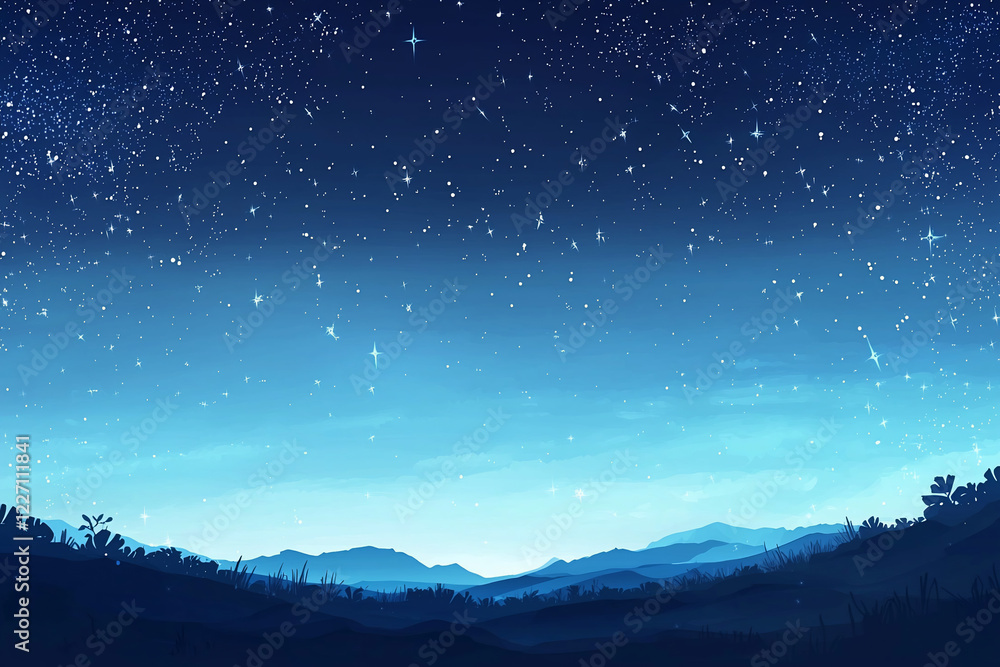Fototapeta premium Night sky filled with stars over tranquil mountains, creating a serene atmosphere for stargazing