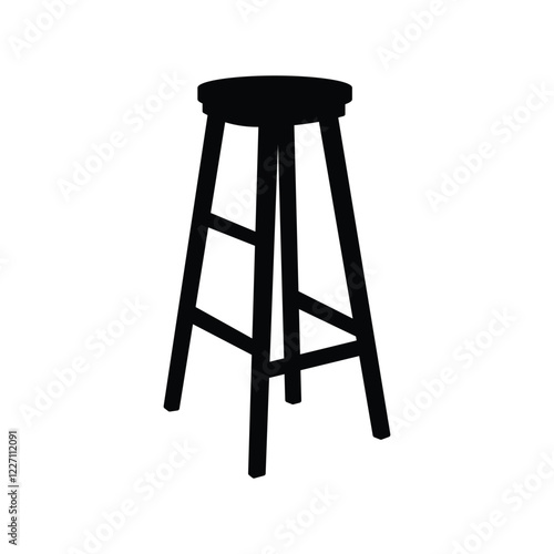 Wooden stool black and white flat vector icon and glyph design
