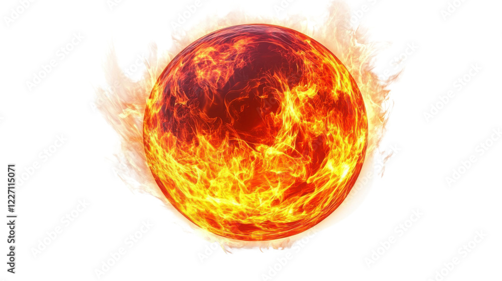 Fototapeta premium burning ball on fire isolated on white background 