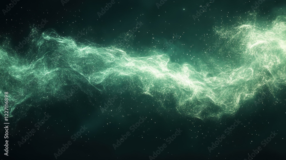 Fototapeta premium Celestial Nebula Swirling Green Cosmic Dust