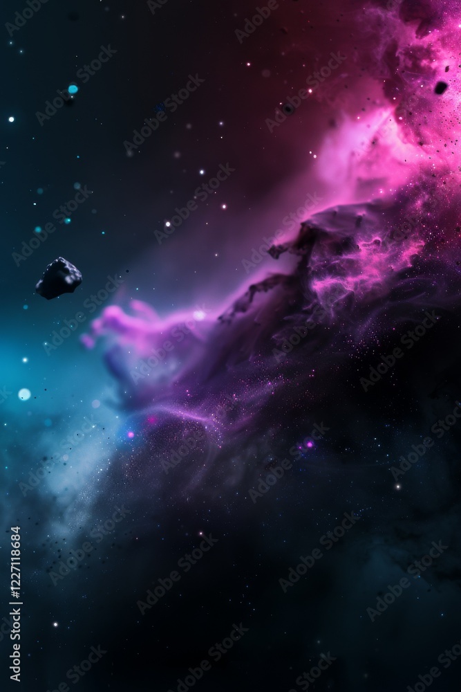 Vibrant nebula gas clouds, glowing in shades of purple and pink. Nebulae, galaxies in space. Abstract cosmos background. Vibrant nebula gas clouds, glowing in shades of purple and pink. Nebulae, galaxies in space. Abstract cosmos background.
