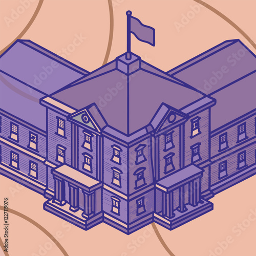 School building minimalist icon black silhouette