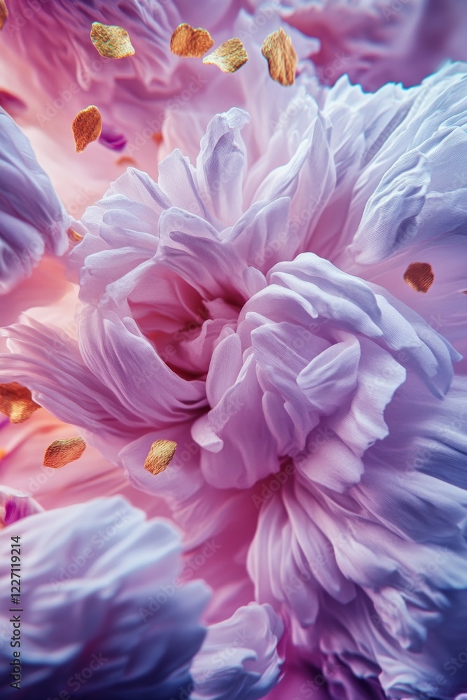 Obraz premium Close-up of delicate, purple flower petals with gold accents.