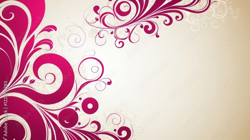 Vibrant pink swirls and curls on a soft beige background, perfect for artistic designs Vibrant pink swirls and curls on a soft beige background, perfect for artistic designs