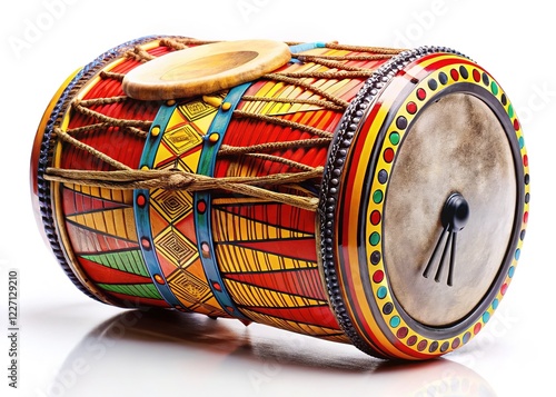 African Drum Isolated, Vibrant Colors, High Resolution photo