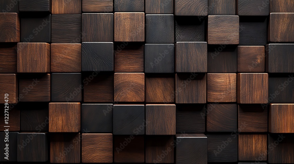 Textured Wooden Cubes in Grid Pattern Textured Wooden Cubes in Grid Pattern