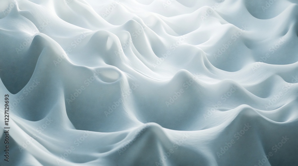 Obraz premium Abstract light gray fabric waves, textured surface, studio shot, background blur, design element