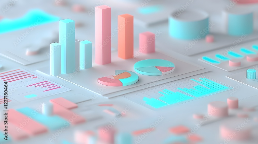 Captivating 3D financial dashboard filled with bright data charts financial trend lines and pie charts in dynamic colors Captivating 3D financial dashboard filled with bright data charts financial trend lines and pie charts in dynamic colors
