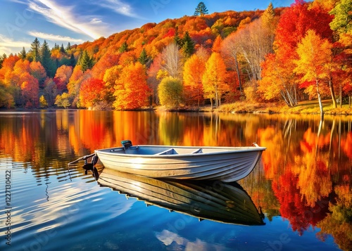 Autumn Aluminum Boat Landscape - Scenic Beauty photo