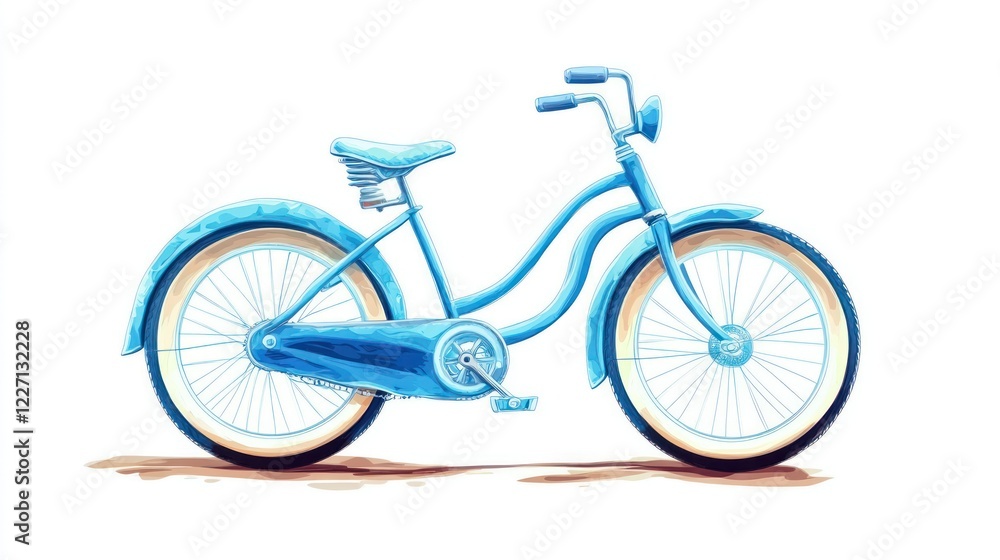 Fototapeta premium A Light Blue Vintage Bicycle on White Background