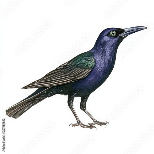 Wallpaper Mural Great-tailed Grackle, detailed avian illustration. Torontodigital.ca