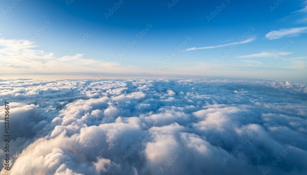 Fototapeta premium 広がる雲海の上空からの視点、無限に広がる白い雲