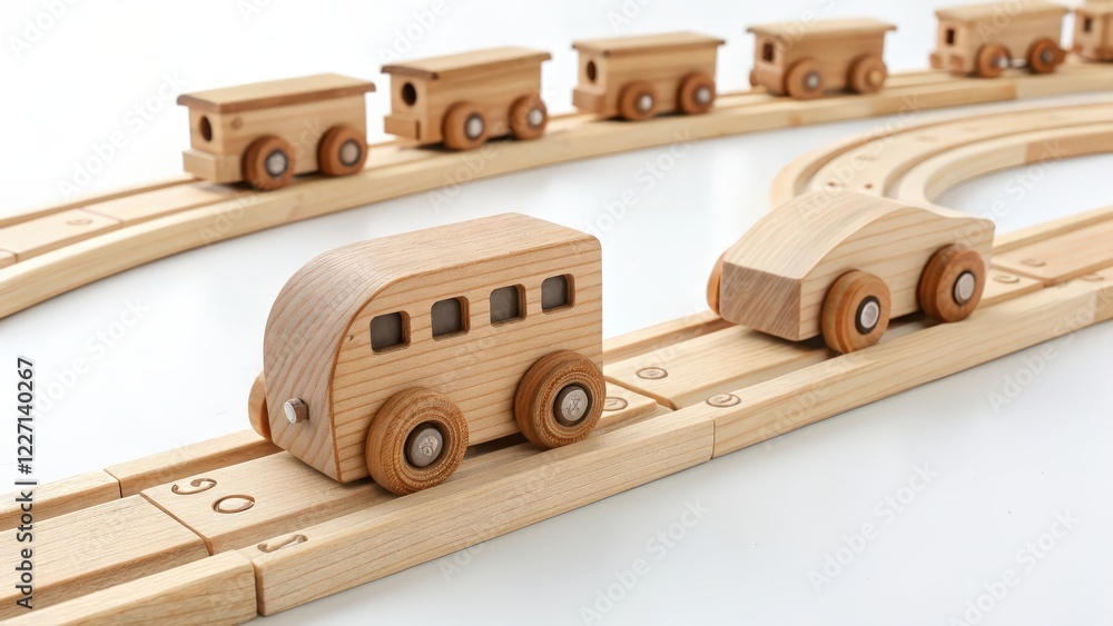 Obraz premium wooden toy train on a white background