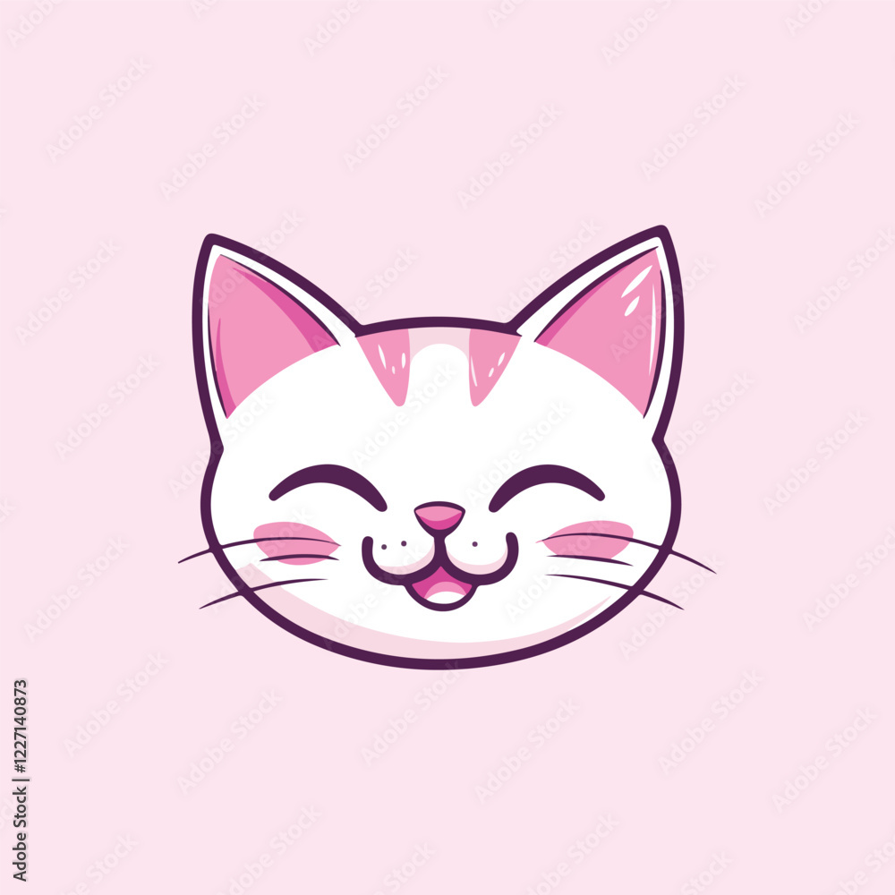 Cute Cat Head Cartoon Vector Icon Illustration