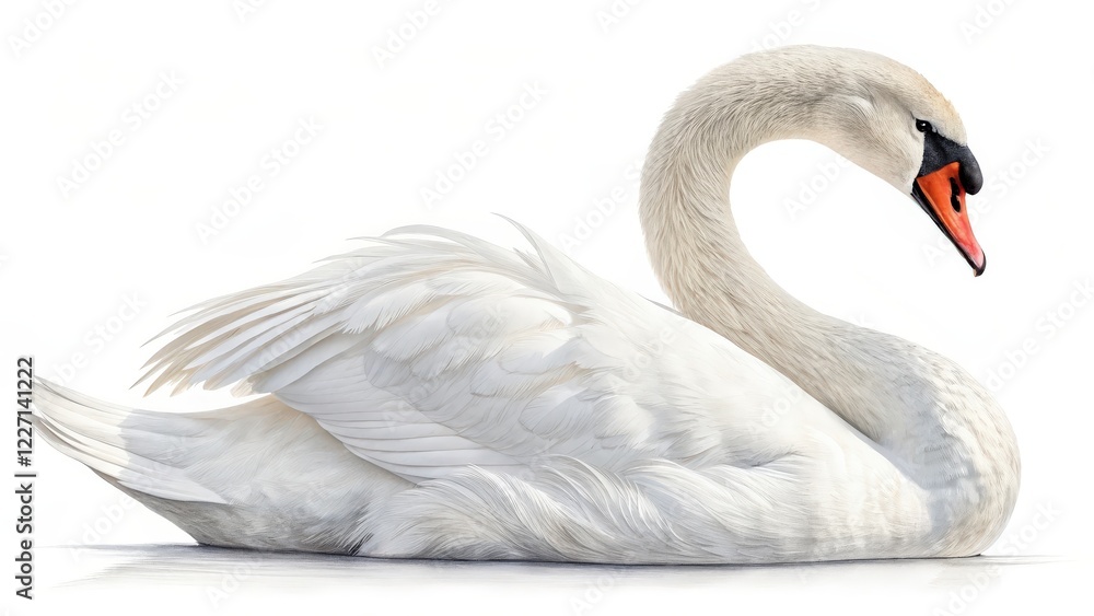 Fototapeta premium white swan isolated on white