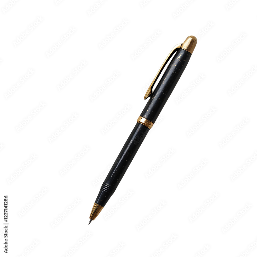 Elegant black and gold ballpoint pen isolated transparent background professional writing instrument Elegant black and gold ballpoint pen isolated transparent background professional writing instrument