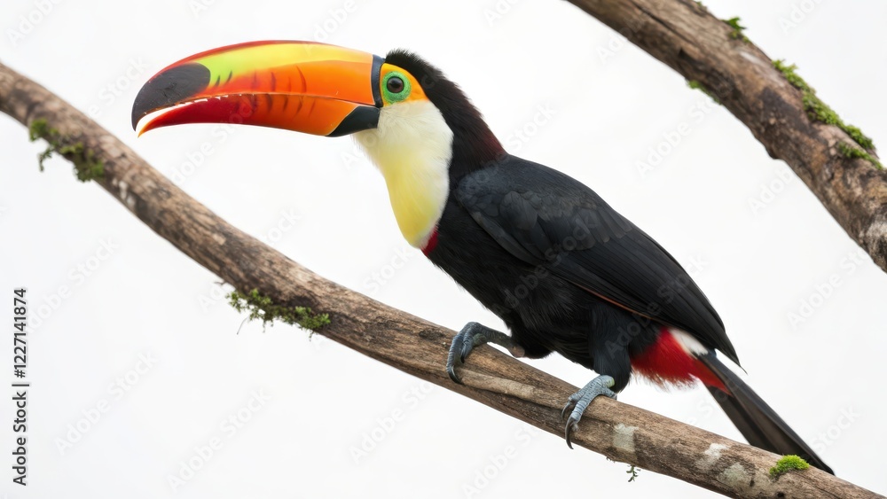 Fototapeta premium toucan on a branch on a white background