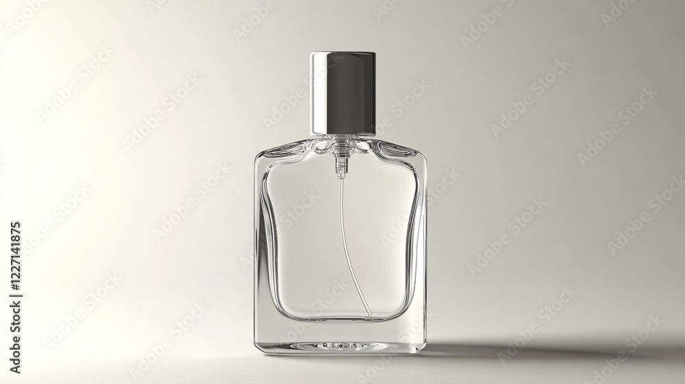 Design a 3D mockup of a luxury exfoliating scrub bottle with a smooth, minimal design. The bottle should be sleek and transparen Design a 3D mockup of a luxury exfoliating scrub bottle with a smooth, minimal design. The bottle should be sleek and transparen