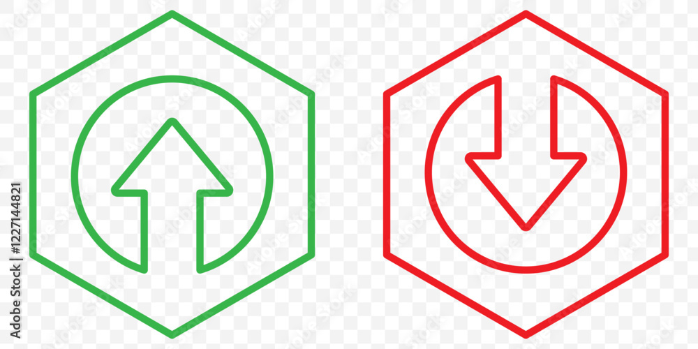 set of red and green arrow direction symbol. stroke outline red arrow direction symbol vector illustration. eps 10. set of red and green arrow direction symbol. stroke outline red arrow direction symbol vector illustration. eps 10.