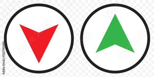 set of red and green arrow direction symbol. stroke outline red arrow direction symbol vector illustration. eps 10.