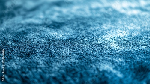 Close-up textured blue fabric, soft focus, background blurred, design element photo