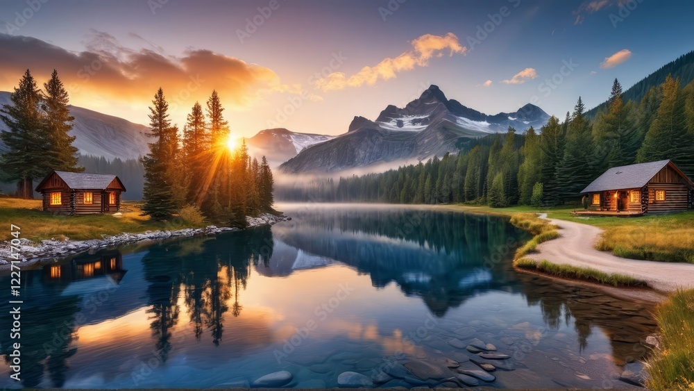 Fototapeta premium sunset in the mountains