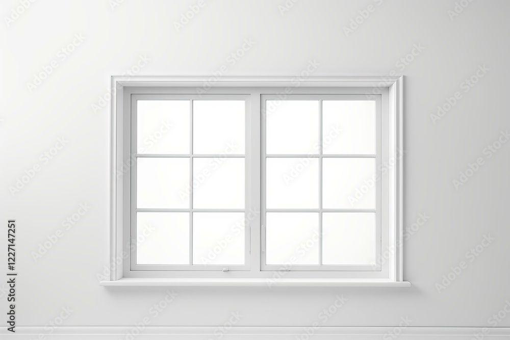 Sunlight is coming through closed window illuminating empty room with white wall Sunlight is coming through closed window illuminating empty room with white wall