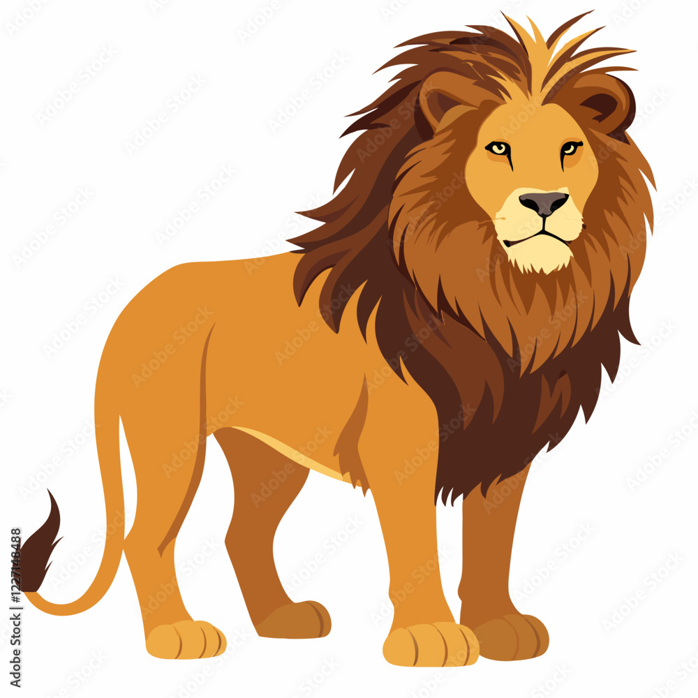 Fototapeta premium Cartoon african Lion .Vector illustration on white background Side view.